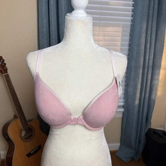 NWT B. Tempt’d by Wacoal Pink Lace Padded Front Close Push Up Racer Back Bra 38D - Picture 3 of 10